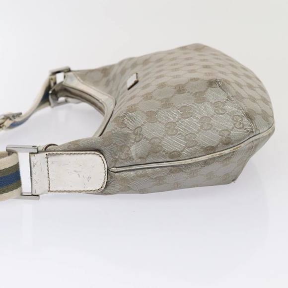 GUCCI GG Canvas Sherry Line Shoulder Bag Silver Gray 181092 Auth 80134 - Picture 5 of 16